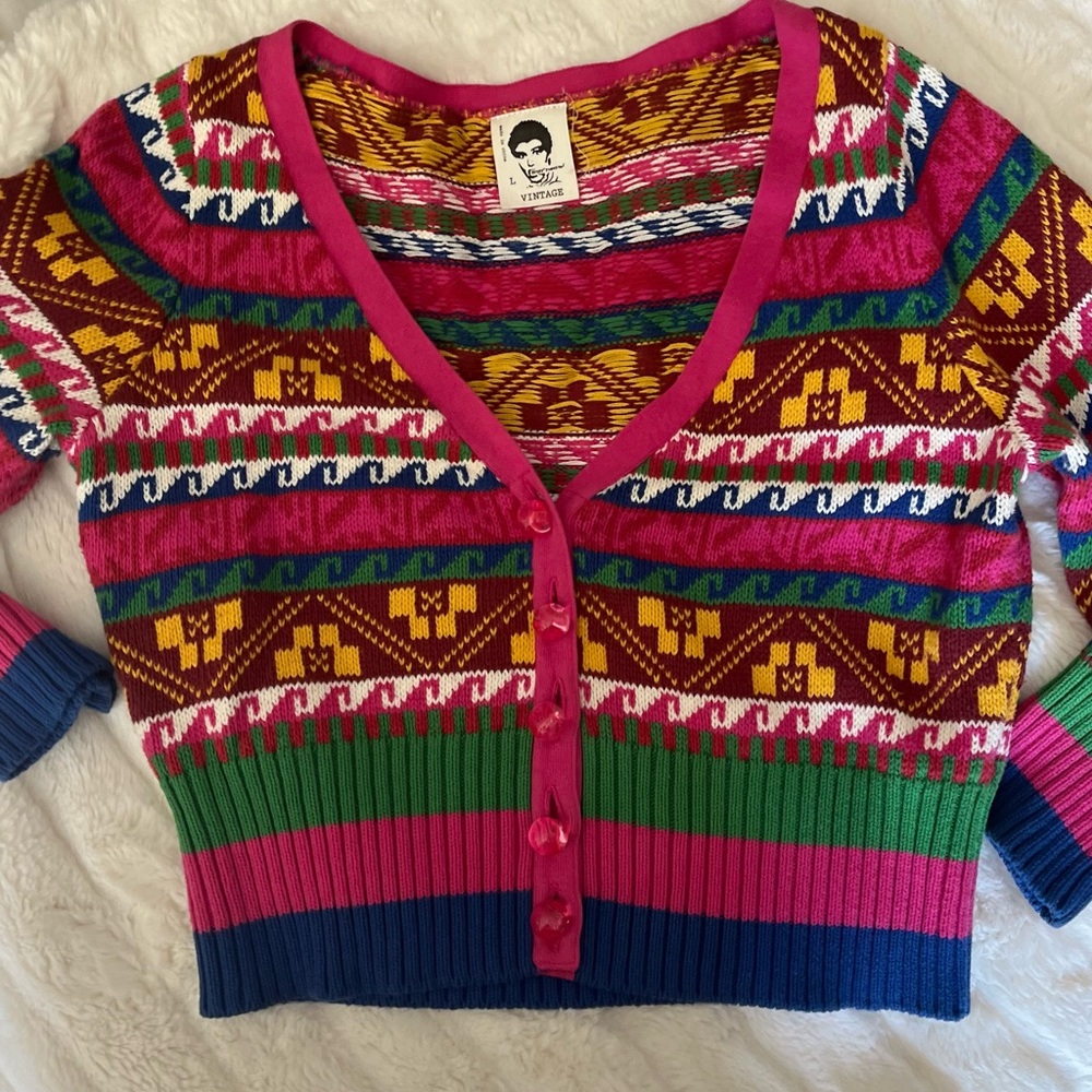 VINTAGE BETSEY JOHNSON CARDIGAN SWEATER SIZE LARGE